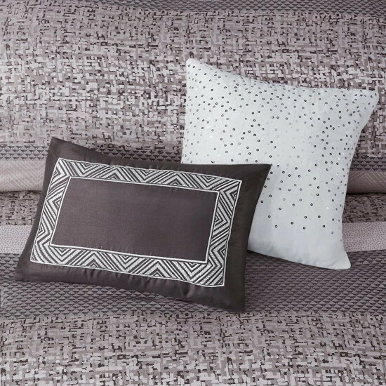New 👍 Madison Park Melody 7 Piece Jacquard Comforter Set Grey/taupe 🔔 9 New 👍 Madison Park Melody 7 Piece Jacquard Comforter Set Grey/taupe 🔔 - Image 7