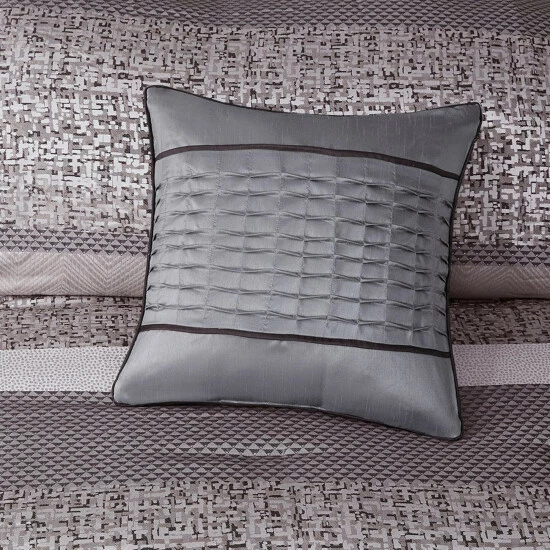 New 👍 Madison Park Melody 7 Piece Jacquard Comforter Set Grey/taupe 🔔 11 New 👍 Madison Park Melody 7 Piece Jacquard Comforter Set Grey/taupe 🔔 - Image 9