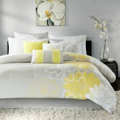 Promo 👍 Madison Park Brianna Grey And Yellow Flower Printed Cotton Comforter Set 🔥 -Madison Park Sales unnamed file 883