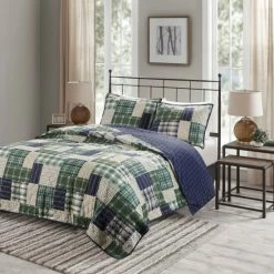 Discount ✔️ Madison Park Heavenly Reversible Printed Coverlet Set Green / Navy 🎉 -Madison Park Sales unnamed file 896