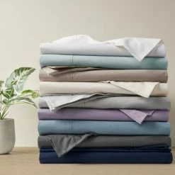 Deals 🛒 Madison Park Peached Percale Cotton Peached Percale Sheet Set Purple 😉