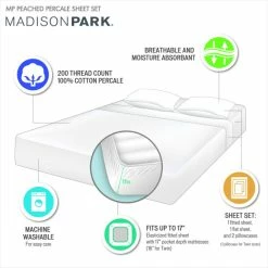 Deals 🛒 Madison Park Peached Percale Cotton Peached Percale Sheet Set Purple 😉 -Madison Park Sales unnamed file 974